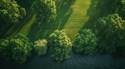 Lawn surrounded by trees