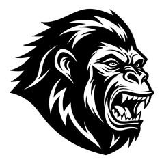 Fototapeta premium Roaring Gorilla Emblem on Shield Vector Illustration. Vector logo with monkey. Vector logo with Gorilla 