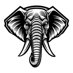 Symmetrical Elephant Head Vector Illustration with Decorative Elements
