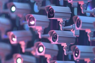 a detailed close-up photograph of a security camera, emphasizing its sleek design and technological features, suitable for illustrating surveillance concepts or promoting security services. - obrazy, fototapety, plakaty