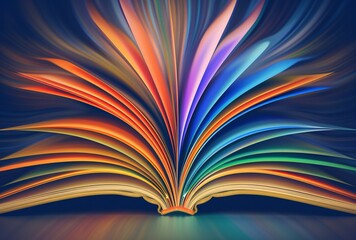 a colorful book with a blue background