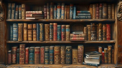 vintage wooden bookcase