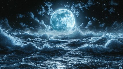 moon and sea