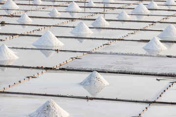 Jingzaijiao Tile paved Salt Fields in Tainan of Taiwan