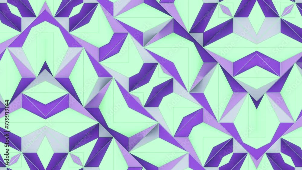 Leinwandbilder Digital seamless loop animation of intricate geometric shapes. 3d rendering 4K
