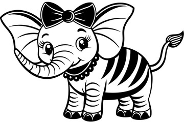 little-lovely-smiling---elephants-with-bows vector illustration 