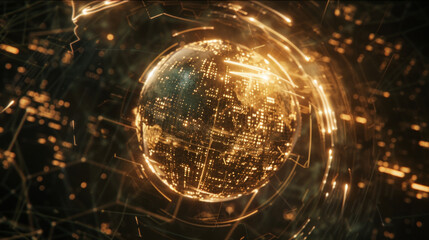 A glowing globe surrounded by lines and numbers, representing the interconnectedness of global markets