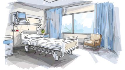 vector hospital ward on white background .Generative AI - obrazy, fototapety, plakaty