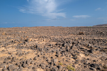 paysage volcanique sur l'île de Saint Vincent au Cap Vert en Afrique de l'Ouest