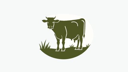 Organic farm cattle logo simple modern of standing cow