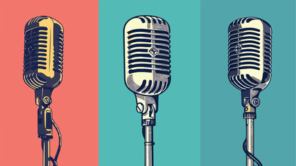 Original colorful microphone. Vector illustration 