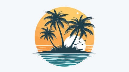 Fototapeta na wymiar Palm tree landscape logo design vector illustration