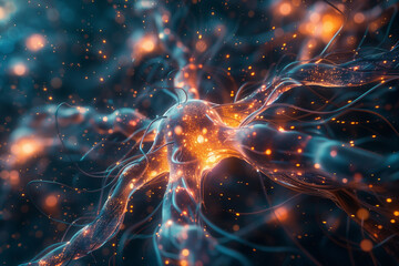 A holistic view of neural networks, illustration of neural networks, and new technologies. - obrazy, fototapety, plakaty