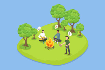 3D Isometric Flat Vector Illustration of Fire Safety In Forest , Forest Range Officer