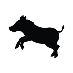 silhouette of a warthog on white