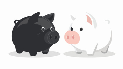 Piggy money savings on black and white colors flat vector