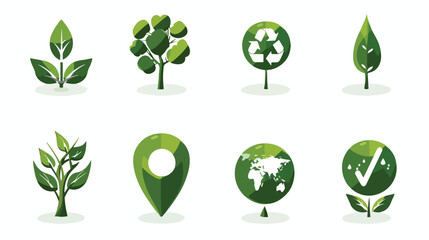 Pin icon green map ecology green icons set on white background
