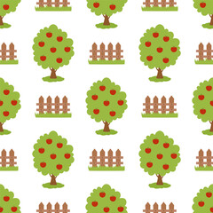 apple tree and fence pattern - 779923537