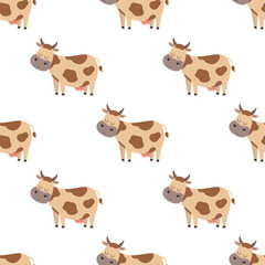 seamless pattern with cartoon cow - 779923583