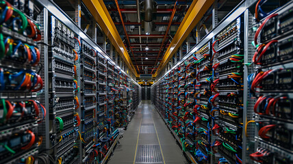 large datacenter with interconnected equipment