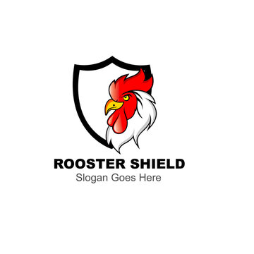 rooster shield logo design vector image