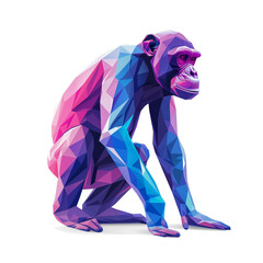 Monkey, Low-poly, Ultra minimalistic illustration
