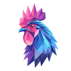Rooster, Low-poly, Ultra minimalistic illustration
