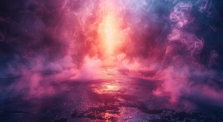 Abstract background with colorful smoke, dark and moody atmosphere, cinematic lighting, volumetric light. Created with Ai
