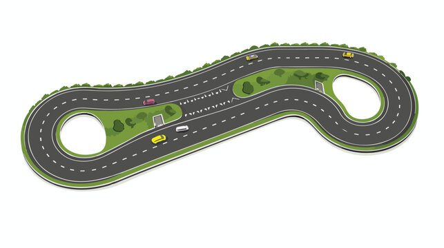 Road illustration. Curved highway with markings