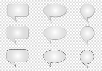 Mockup of an speech bubble icons on transparent background. Template for your design. Vector illustration.