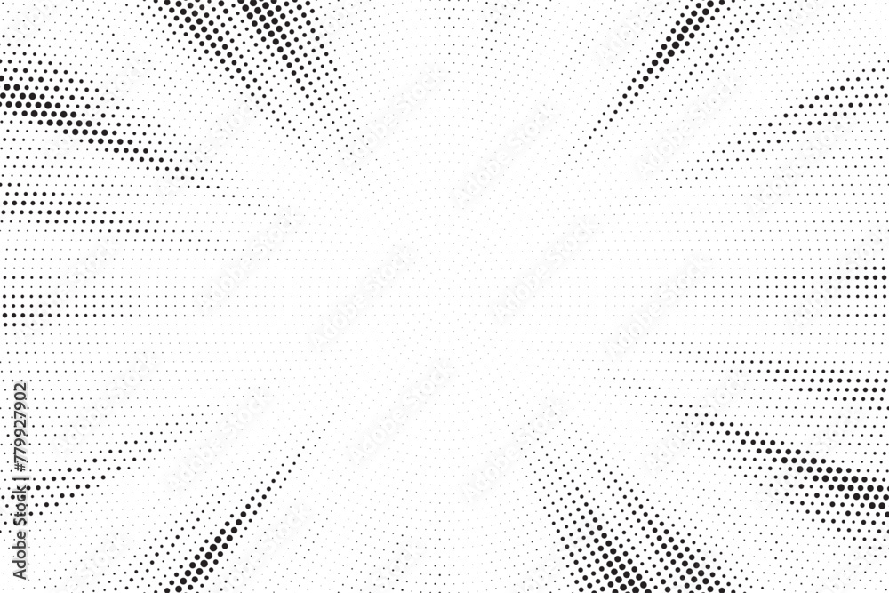 Aufkleber Halftone gradient sun rays pattern. abstract halftone vector dots background. monochrome dots pattern. pop art, comic small dots. star rays halftone poster. shine, explosion. sunrise rays background.