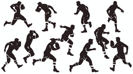 Rugby silhouettes flat vector isolated on white background