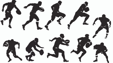 Rugby silhouettes flat vector isolated on white background