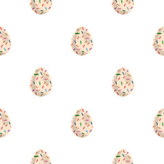 Illustration on theme seamless celebration holiday Easter with hunt colorful bright eggs