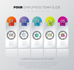 Infographic four employees team slide template