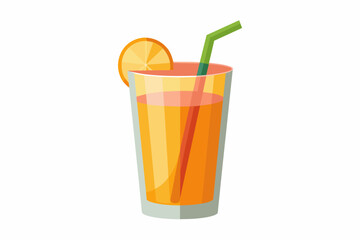 Juice glass with straw vector design .