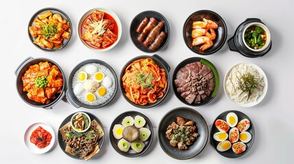 top view realistic group korea food 