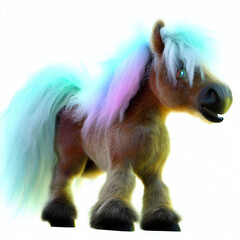 3D furry forest lion with beautiful colors and white background. with Generative AI technology	
