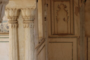 The Sattais Katcheri Hall within Amber Fort near Jaipur, Rajasthan, India, stands as a significant tourist attraction in the Jaipur region