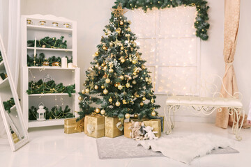 Decorated Christmas Tree in Living Room