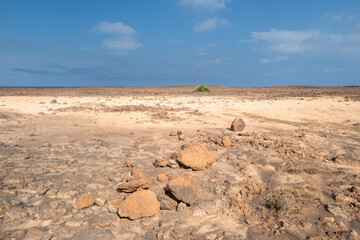paysage volcanique sur l'île de Saint Vincent au Cap Vert en Afrique de l'Ouest