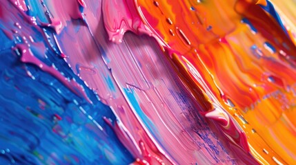 Vibrant strokes of acrylic blend seamlessly, creating a dynamic paint texture background.