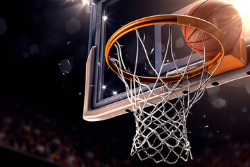Basketball background with a ball scoring