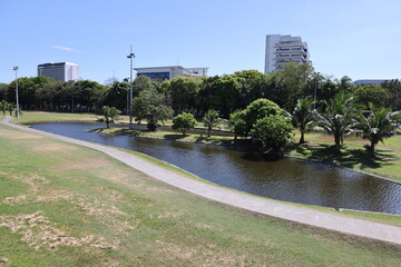 Pond in park in metro manila on March 30, 2024