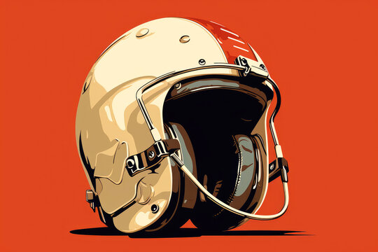 generated illustration American football helmet isolated on red background