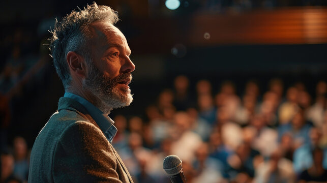 Leadership seminar with a charismatic speaker motiva