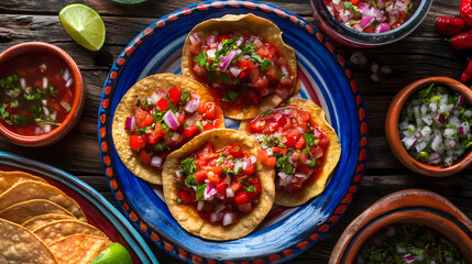 Authentic Mexican Tostadas with Fresh Salsa and Toppings