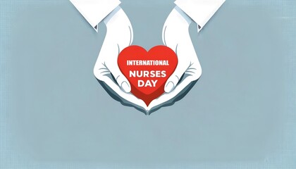 Illustration of red heart in hands for for international nurses day