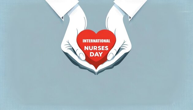 Illustration of red heart in hands for for international nurses day