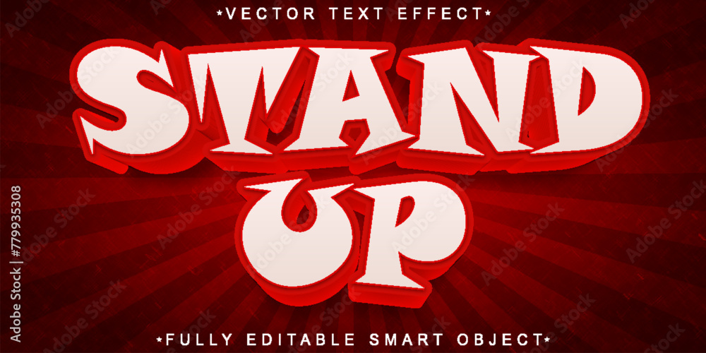 Poster Cartoon Red Stand Up Vector Fully Editable Smart Object Text Effect